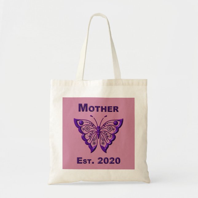 Tote Bag Fête des mères pour la mère "Est 2020" (Devant)