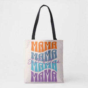 Tote Bag Fête des mères Typographie colorée Mama Kids Nom