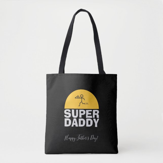 Tote Bag Fête des pères Design moderne "SUPER DAD" tendance (Devant)