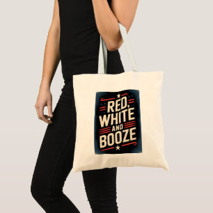 Tote Bag Fête du 4 juillet Booze Rouge Blanc et Booze