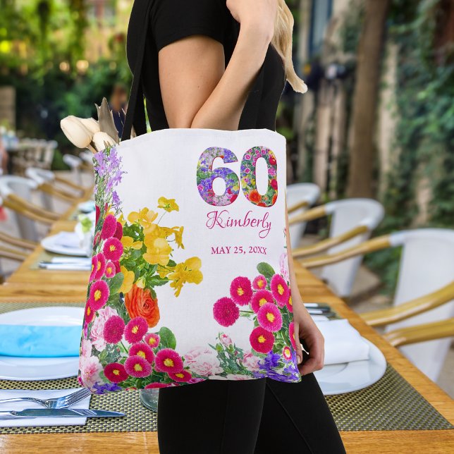 Tote Bag Fête du 60e anniversaire clients floraux faveurs d (Créateur téléchargé)