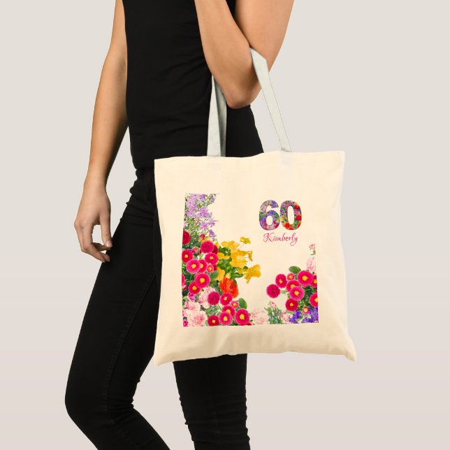 Tote Bag Fête du 60e anniversaire clients floraux faveurs d (Devant (produit))