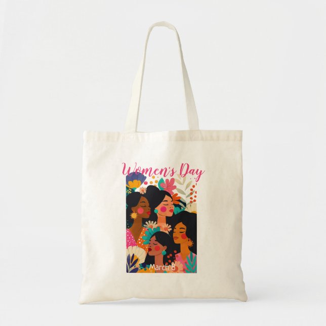 Tote Bag Fête internationale des femmes rose florale (Devant)