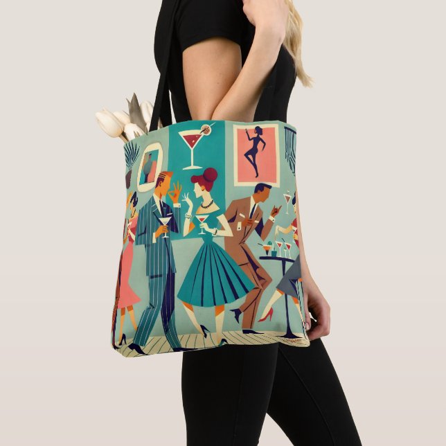 Tote Bag Fête Moderne Du Milieu Du Siècle Martini Dance (De près)