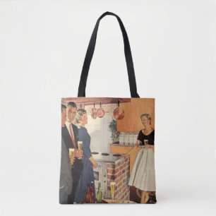 Tote Bag Fête rétro dans la cuisine, bière et apéritifs