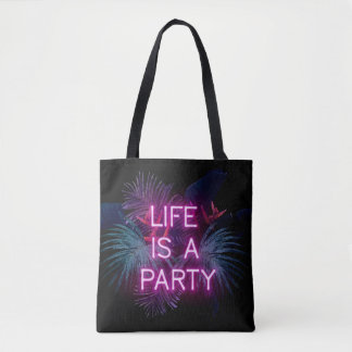 Tote Bag Fête tropicale, feuilles de néon de palme.