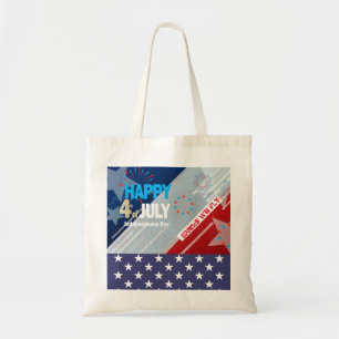 Tote Bag Feu d'artifice 4 juillet American USA Flag Heart F