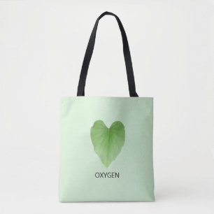 Tote Bag Feuille de plante en forme de cœur vert moderne