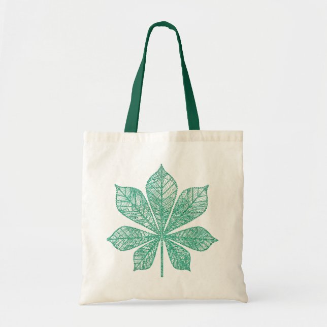 Tote Bag Feuille d'érable verte de squelette moderne (Devant)