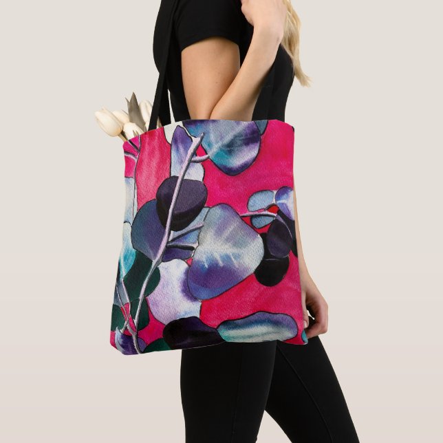 Tote Bag Feuille gomme Eucalyptus aquarelle art (De près)
