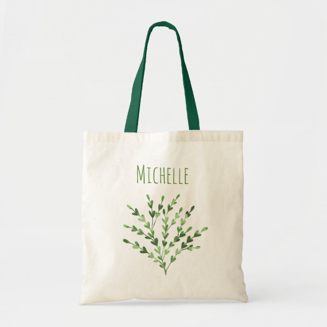 Tote Bag Feuille verte de nom (Devant)