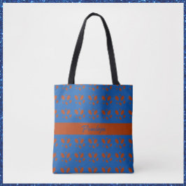 Tote Bag Feuilles botaniques de jolie rouille sur le bleu r