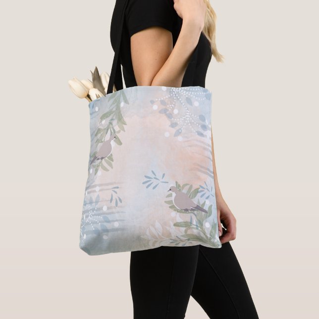 Tote Bag Feuilles botaniques florales abstraites à la mode (De près)