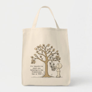 Tote Bag Feuilles 'CROYez' - Attraper des feuilles