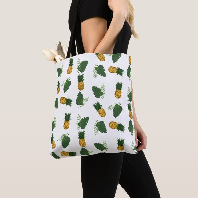 Tote Bag Feuilles D'Ananas Et De Palmiers (De près)
