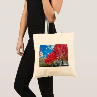 Tote Bag Feuilles D'Arbre Rouge Lumineux En Automne