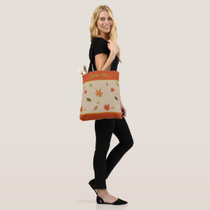 Tote Bag Feuilles d'automne colorées avec texte personnalis