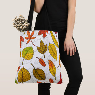 Tote Bag Feuilles d'automne en blanc