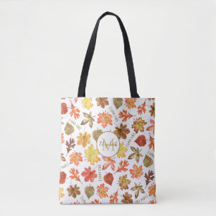 Tote Bag feuilles d'automne motif J'aime chute personnalisé