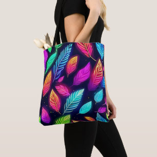 Tote Bag Feuilles de néon dans l'art vibrant de la lueur