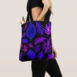 Tote Bag Feuilles de néon en teintes rose et violet