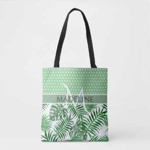 Tote Bag Feuilles de palmier personnalisées motif à points