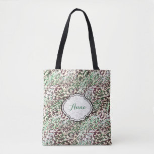 Tote Bag Feuilles de palmiers tropicaux, léopard tacheté