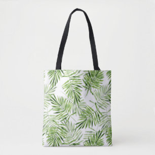 Tote Bag Feuilles de palmiers verts. Motif aquarelle