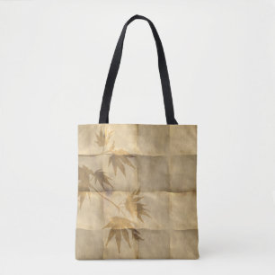 Tote Bag Feuilles d'érable or sur papier parchemin élégant