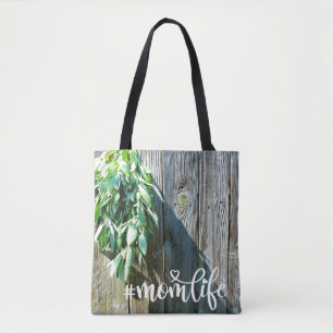 Tote Bag Feuilles d'herbe botanique boho rustique en bois d
