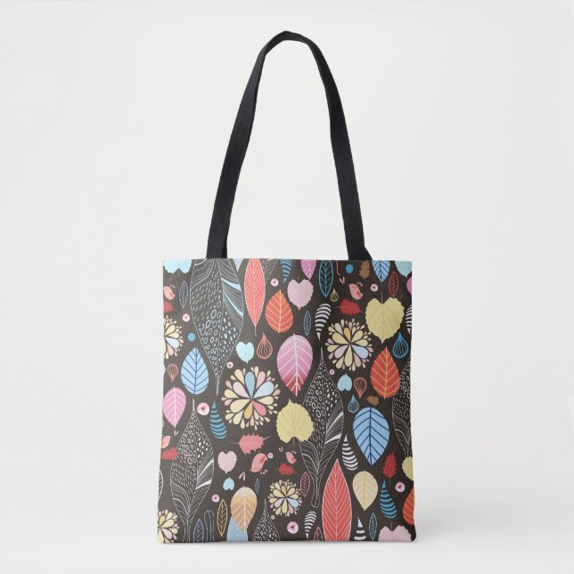 Tote Bag Feuilles et oiseaux d'automne. (Devant)
