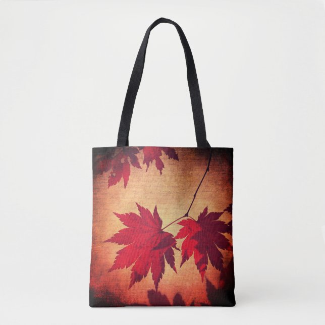 Tote Bag Feuilles japonais de l'érable et chute de script (Devant)