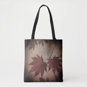 Tote Bag Feuilles japonais de l'érable et chute de script