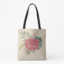 Feuilles tropicaux avec nom et monogramme