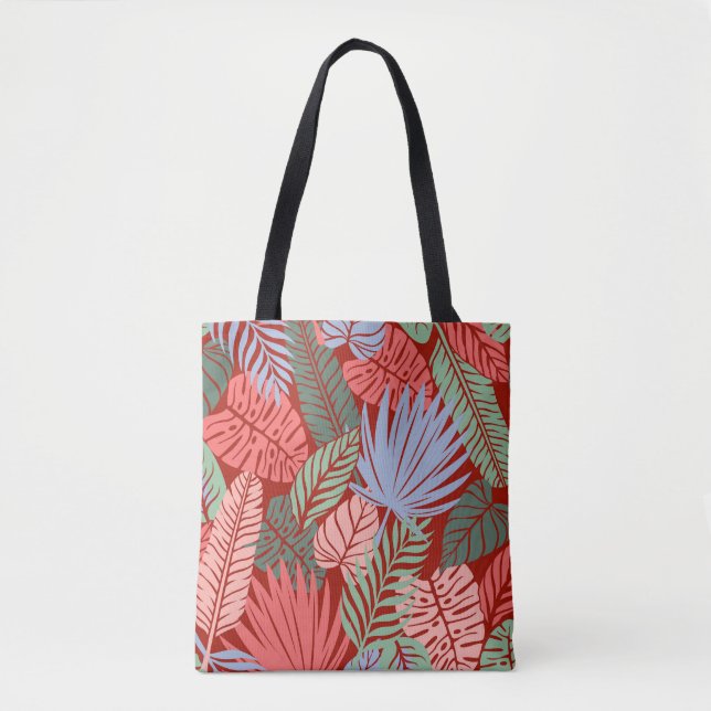 Tote Bag Feuilles Tropicaux Doodle : Tiré À La Main Noire (Devant)