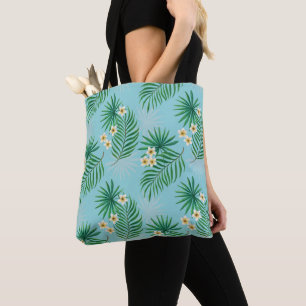 Tote Bag Feuilles tropicaux et fleurs