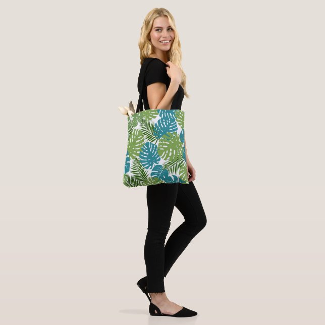 Tote Bag Feuilles tropicaux, motif populaire, (Sur le modèle)