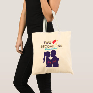 Tote Bag Fiancés Deux Cœurs Deviennent Un
