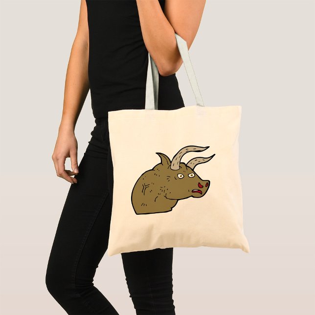 Tote Bag Fierce Angry Bull Head Rustic Wild Animal (Créateur téléchargé)