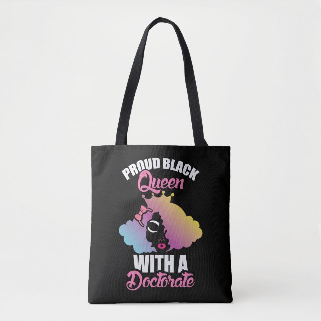 Tote Bag Fière Reine noire avec doctorat (Devant)