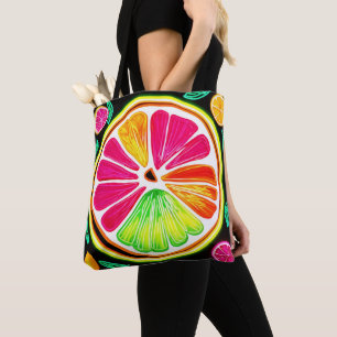 Tote Bag Fiesta de fruits d'agrumes de néon