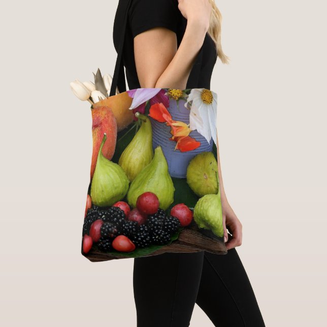 Tote Bag Figes de récolte de fruits Fleurs de mûresTote (De près)
