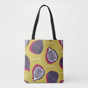 Tote Bag Figes stylisées Impression végétale Vintage