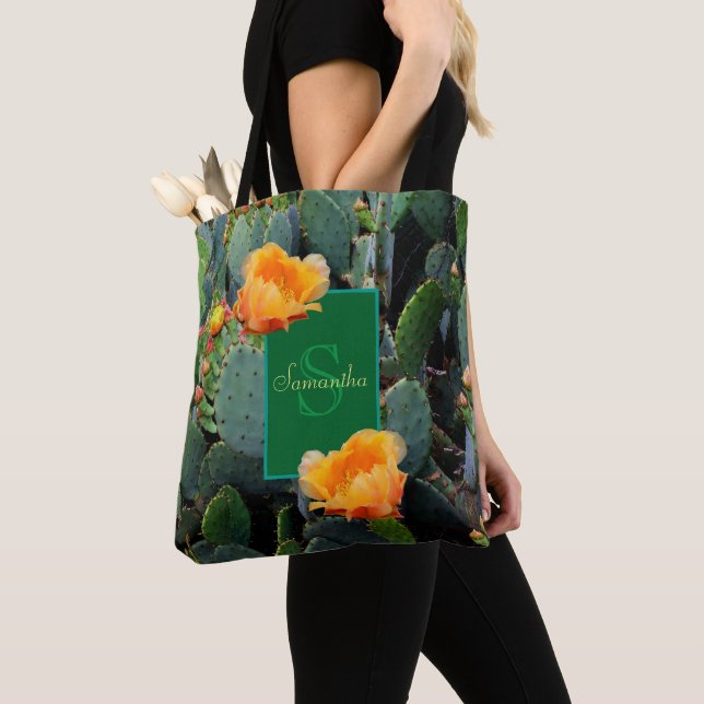 Tote Bag Figuier de barbarie orange personnalisé de (De près)