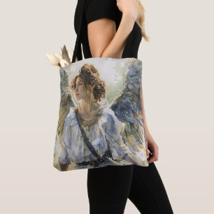 Tote Bag Fille ange à l'aquarelle