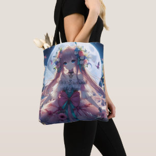 Tote Bag Fille Anime Fleur Lune Fée