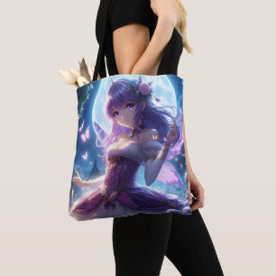 Tote Bag Fille Anime Papillon Violet Aile Lune Fée