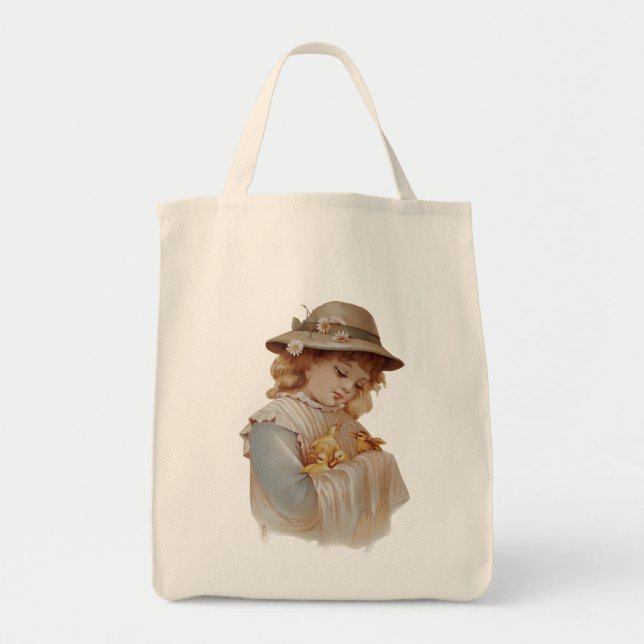 Tote Bag Fille avec des petits canards (Devant)