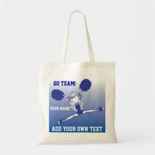 Tote Bag Fille bleu-foncé de pom-pom girl de silhouette