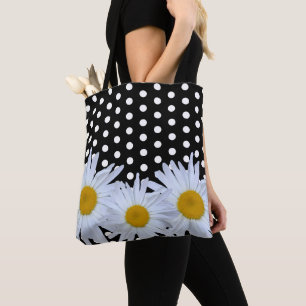 Tote Bag Fille chic Pois noir marguerite